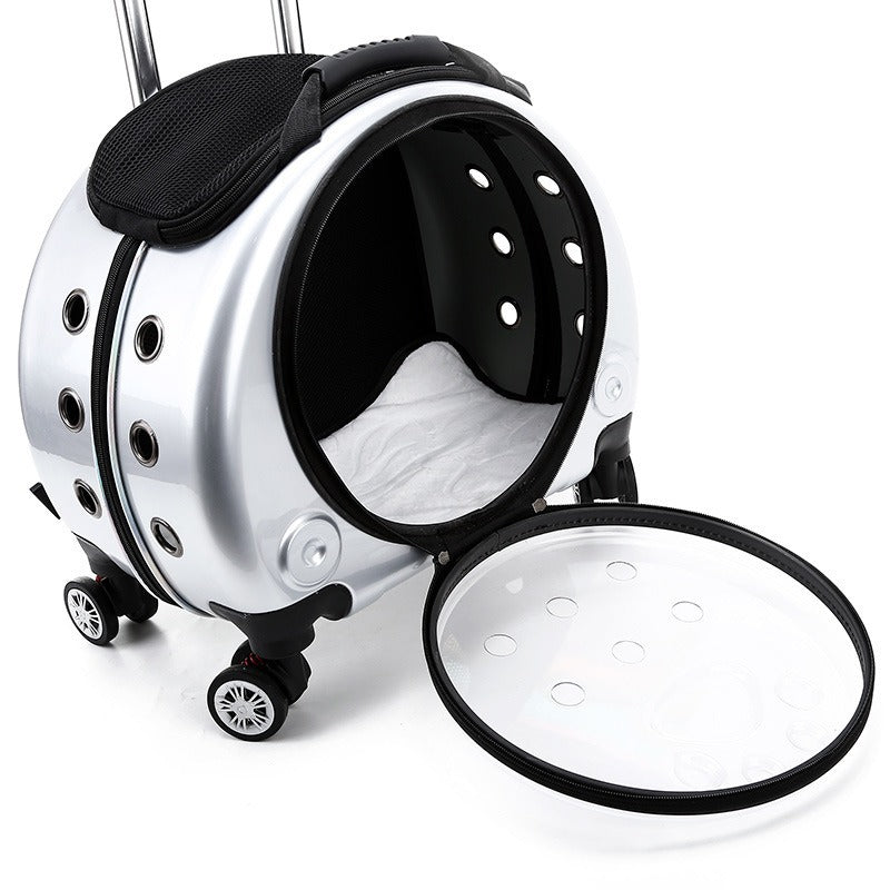 Pawlume Transparent Pet Travel Carrier with Wheels
