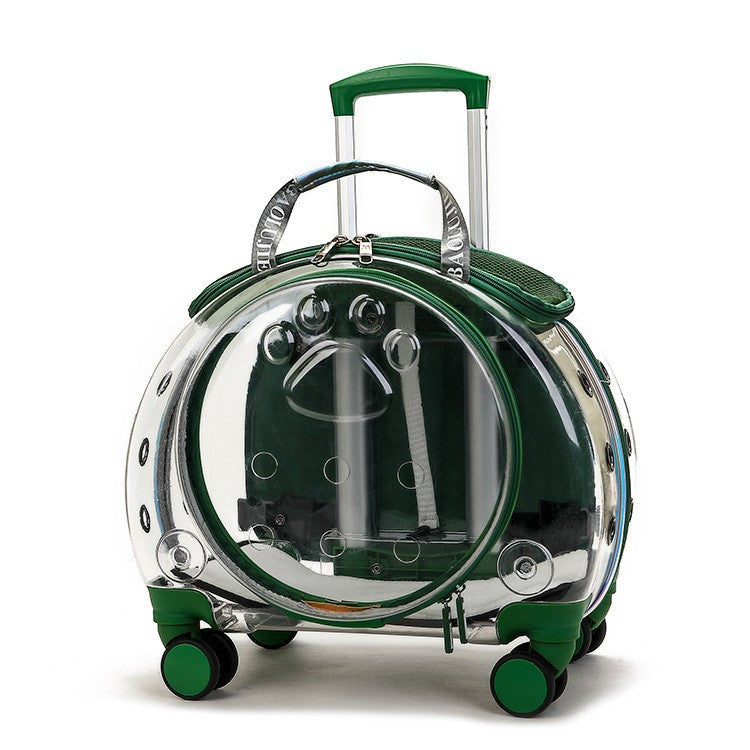 Pawlume Transparent Pet Travel Carrier with Wheels