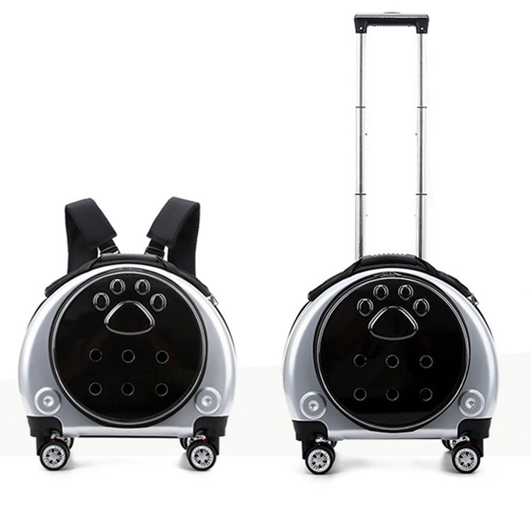 Pawlume Transparent Pet Travel Carrier with Wheels
