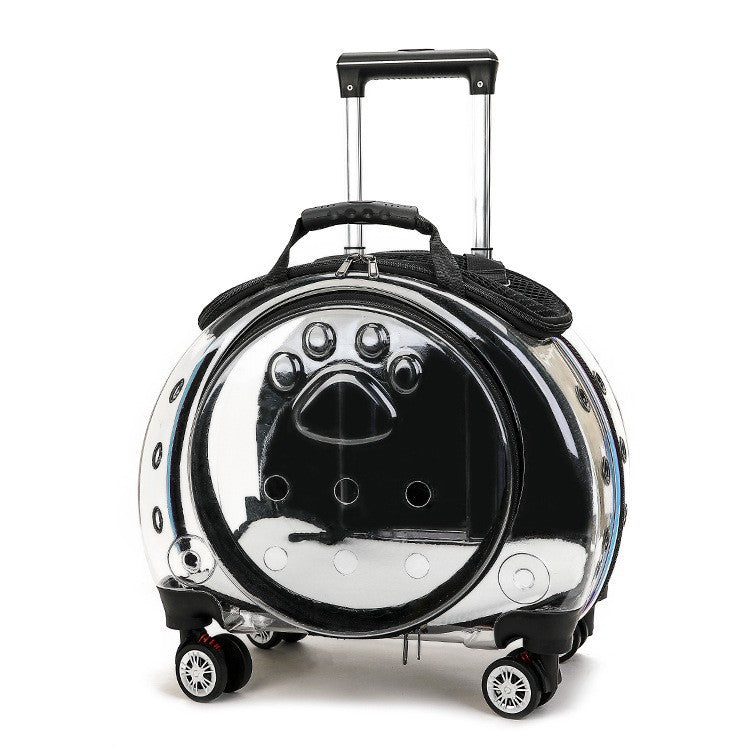 Pawlume Transparent Pet Travel Carrier with Wheels