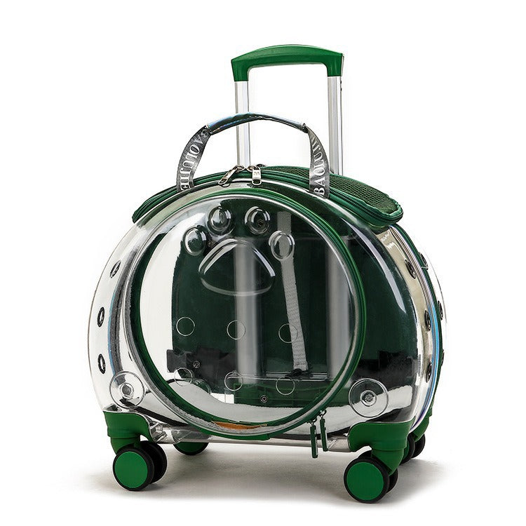 Pawlume Transparent Pet Travel Carrier with Wheels