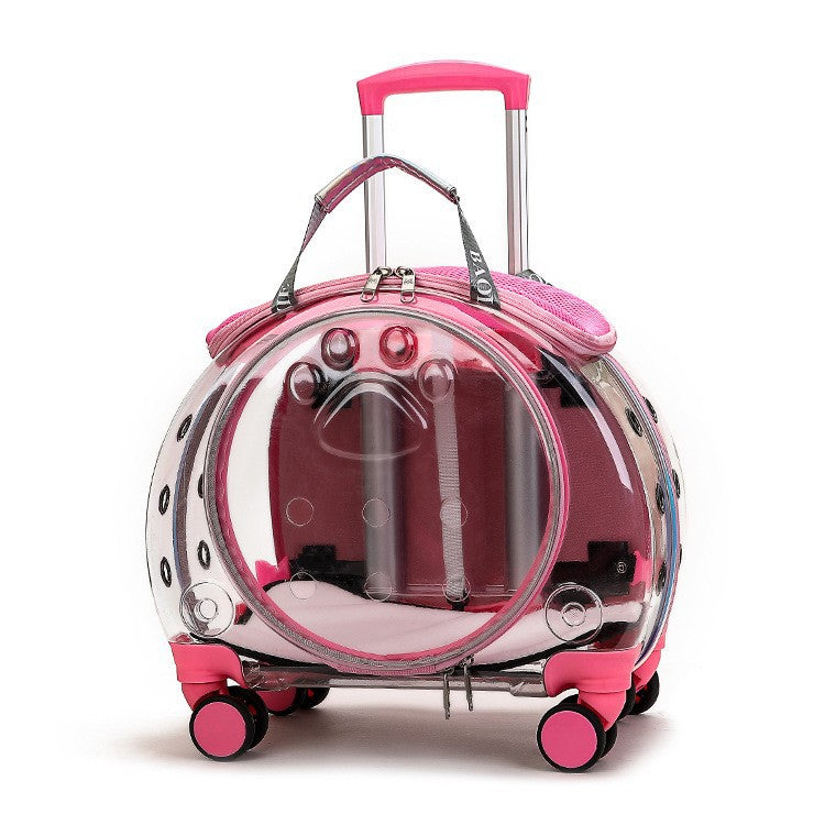 Pawlume Transparent Pet Travel Carrier with Wheels