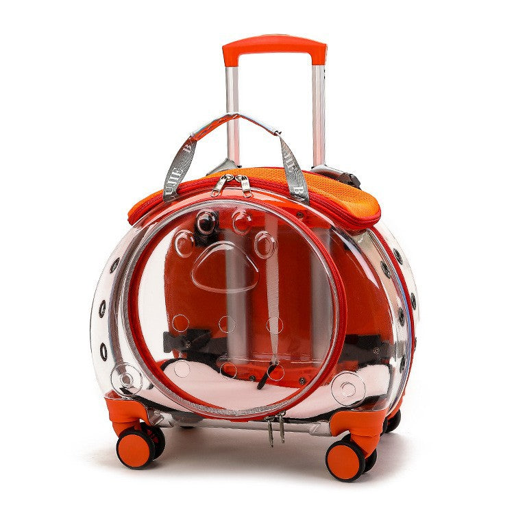 Pawlume Transparent Pet Travel Carrier with Wheels