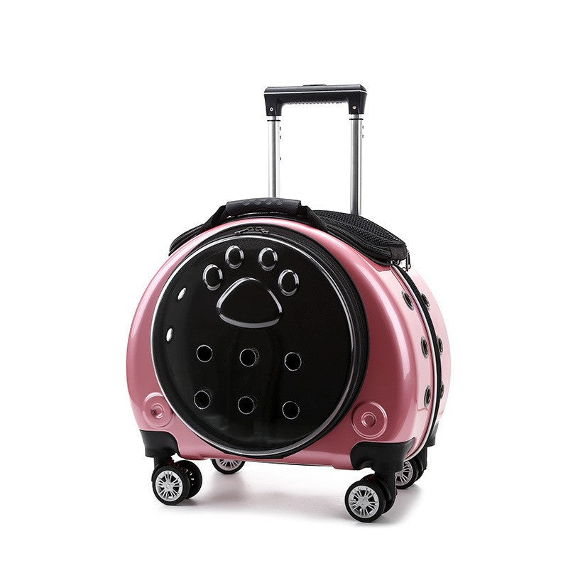 Pawlume Transparent Pet Travel Carrier with Wheels