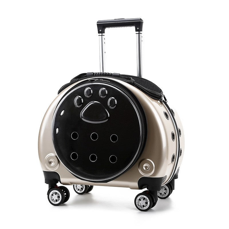 Pawlume Transparent Pet Travel Carrier with Wheels